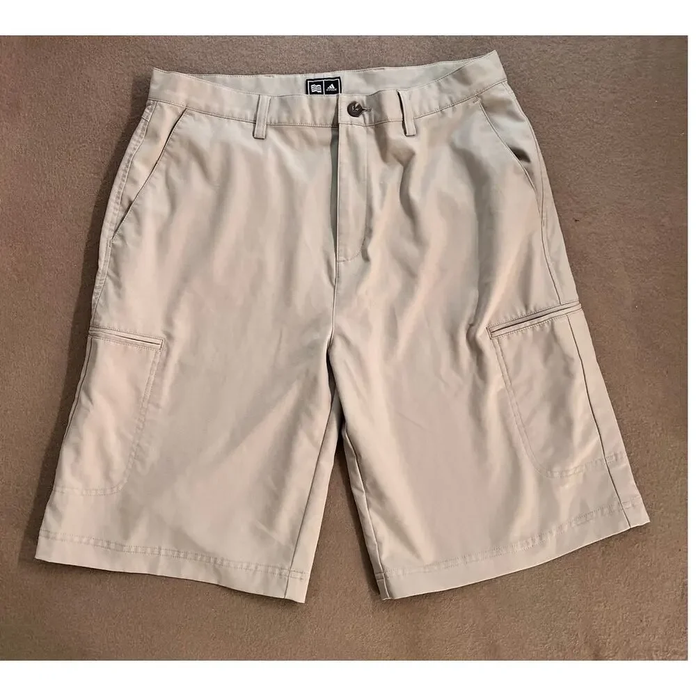 Adidas Men's Golf Cargo Performance Shorts Khaki Beige Size 34